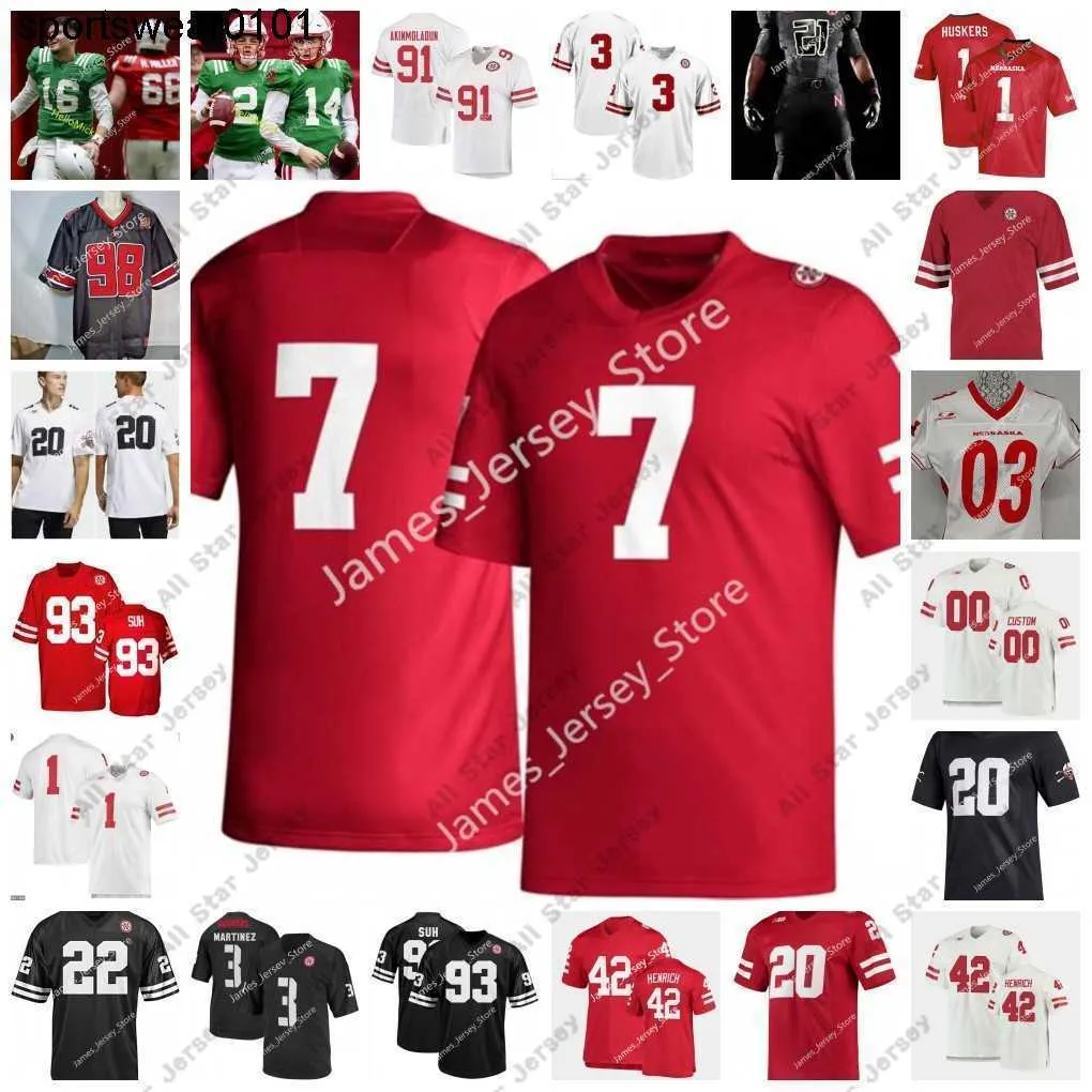 American College Football Wear Nebraska Cornhuskers Football Jersey 15 Zavier Betts 2 Adrian Martinez 42 Nick Henrich 21 Noa Pola-Gates 54 Bryce Benhart 18 Wynden Ho