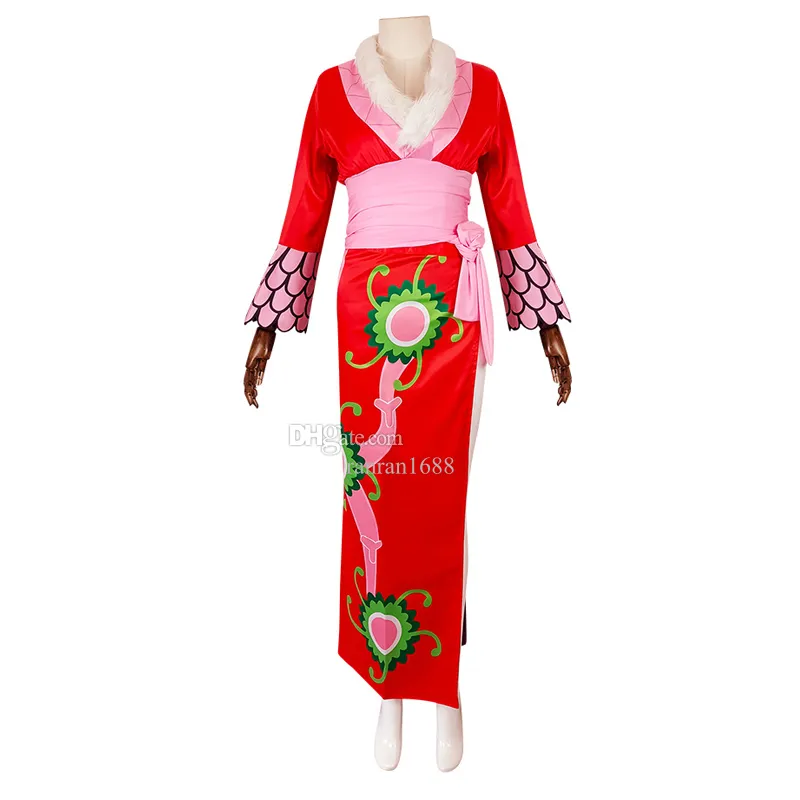 Anime Boa Hancock Costume Sexy Empire Red Kimono Dress Anime Ubranie Halloweenowe kostiumy