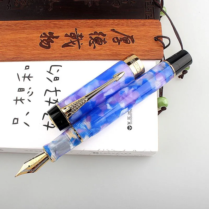 Pens Jinhao Centennial 100 Fountain Pen 18KGP Golden Plated M Nib 0.7mm Acrylic Ink Pen With Arrow Clip