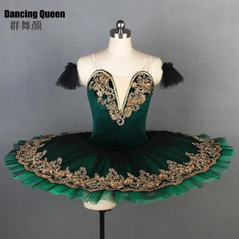 11 tailles Deep Green Velvet Bodice tutu de ballet professionnel pour femmes filles Tutu de plateau de crêpes pour ballerine enfants adultes BLL090289j