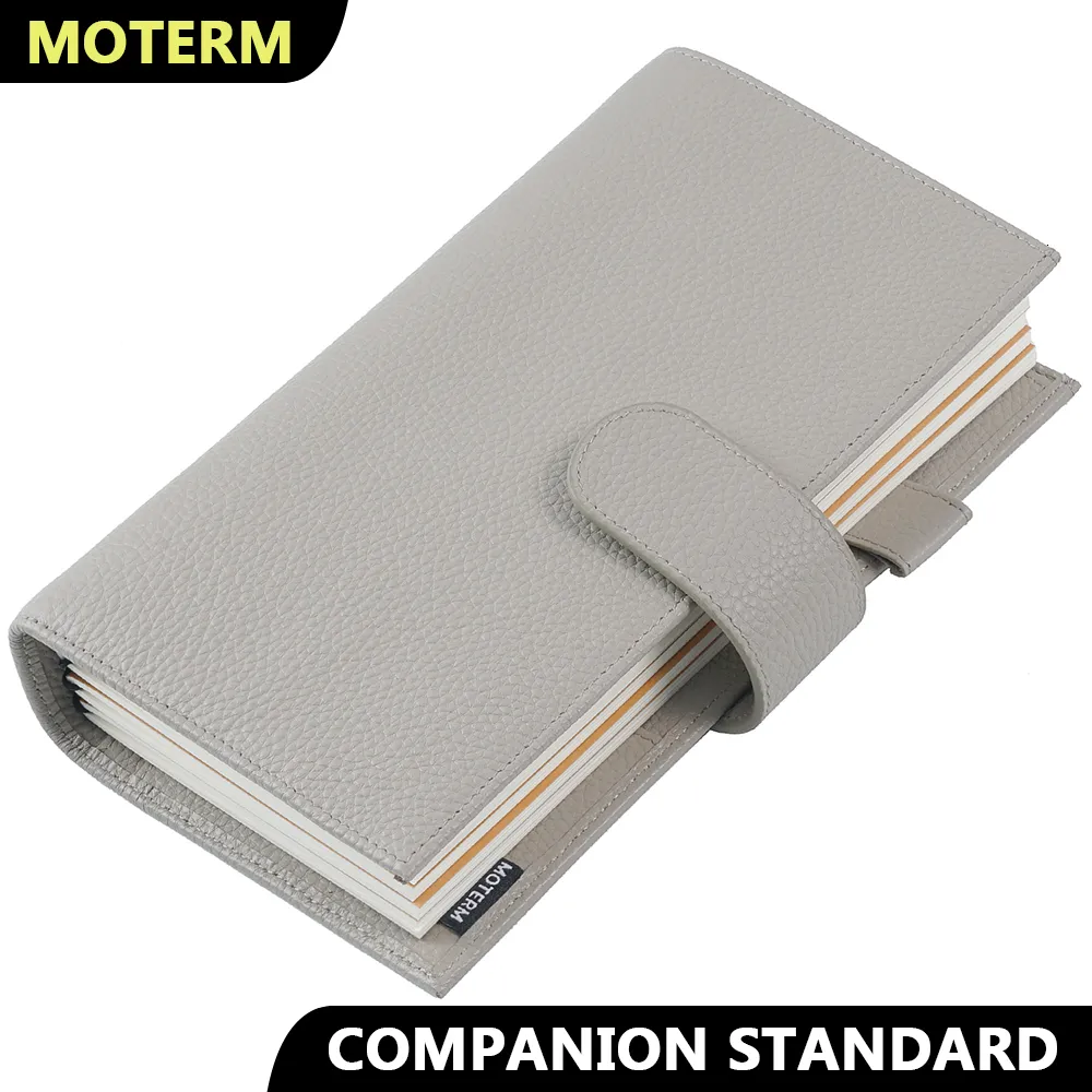 Anteckningar Moterm Companion Travel Journal Standard Size Notebook äkta cowhide arrangör med bakficka och lås 230630