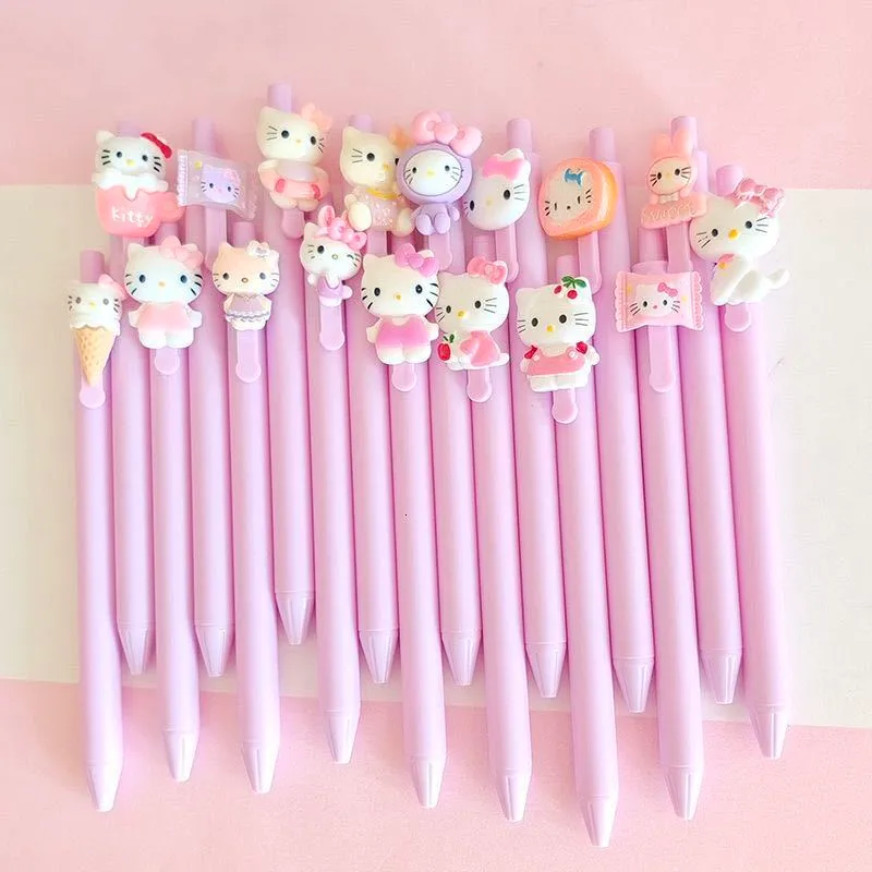 Bollpoint pennor 10pcsset Creative Cute Cat Simple Liten Fresh Gel Pen Kawaii Quick Tork Cap Neutral Journal Supplies Stationery 230630