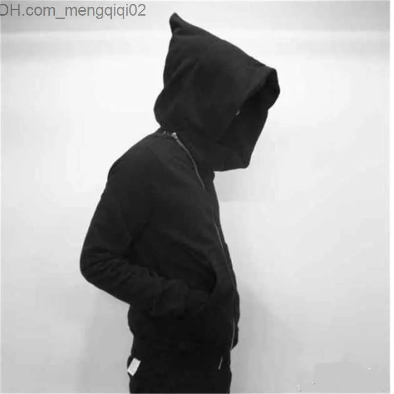 Men's Hoodies Sweatshirts Hoodies Men zipper Cardigan harajuku black sweatshirts hip hop swag style skateboard streetwear Cloak Hooded jacket coat 220816 Z230701