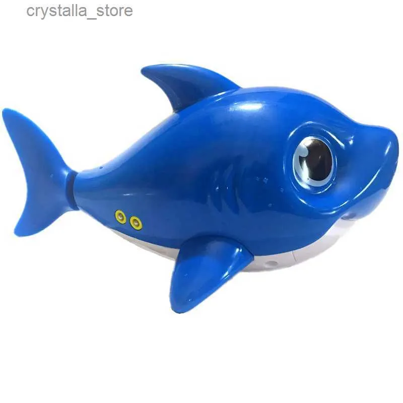 Cante e nade peixe elétrico Brinquedos de água para banho infantil Grande tubarão azul e amarelo Pode cantar brinquedos de pesca de natação L230518