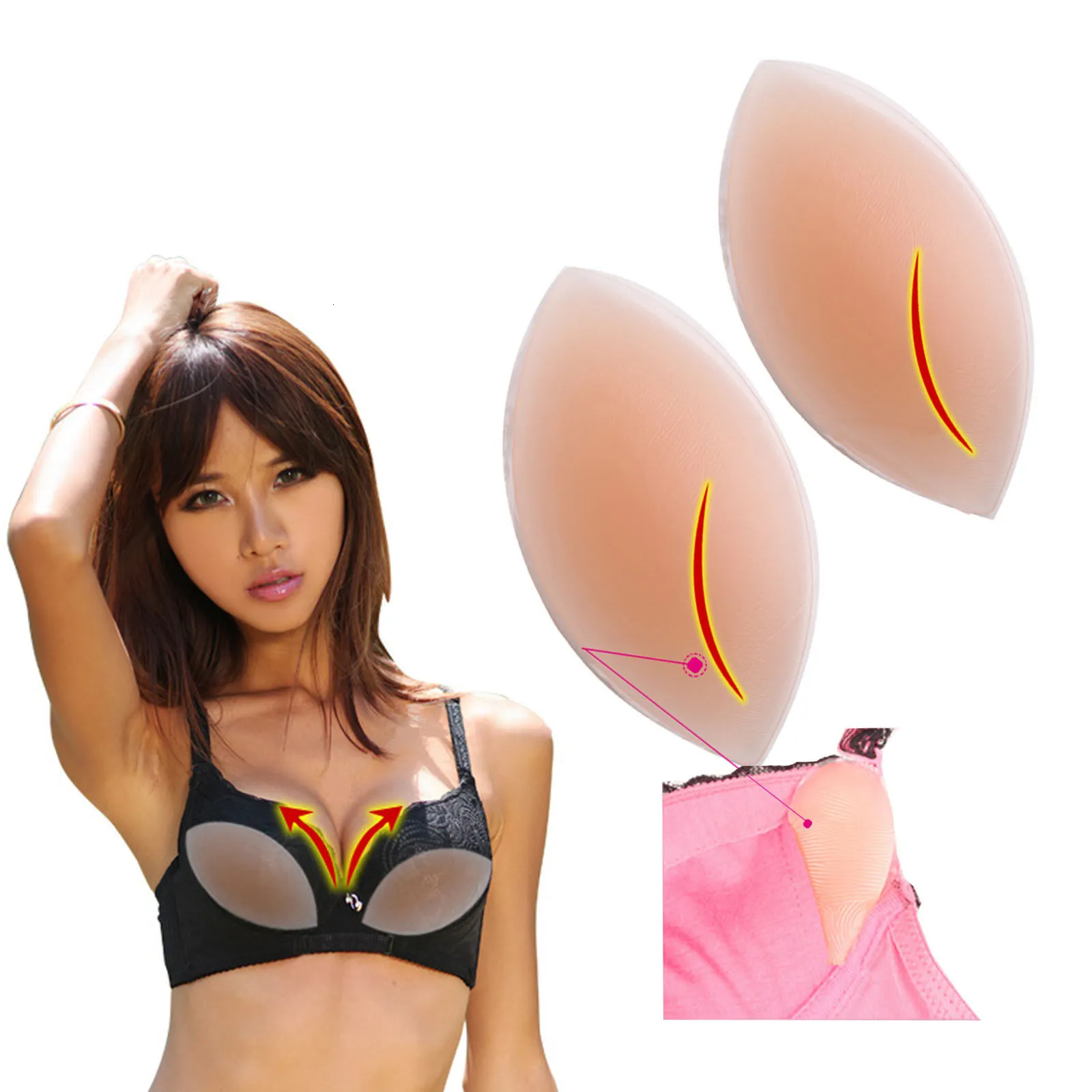 Silicone Bra Insert Pad Breast Enhancers Waterproof for Swimsuit Bikini  Pushup