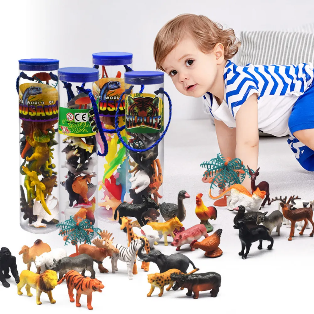 Science Discovery 13pcs Lot Mini Dinosaur Model Children's Education Toys Söta lysande simuleringsdjur Små figurer för pojkegrester Kids 230630