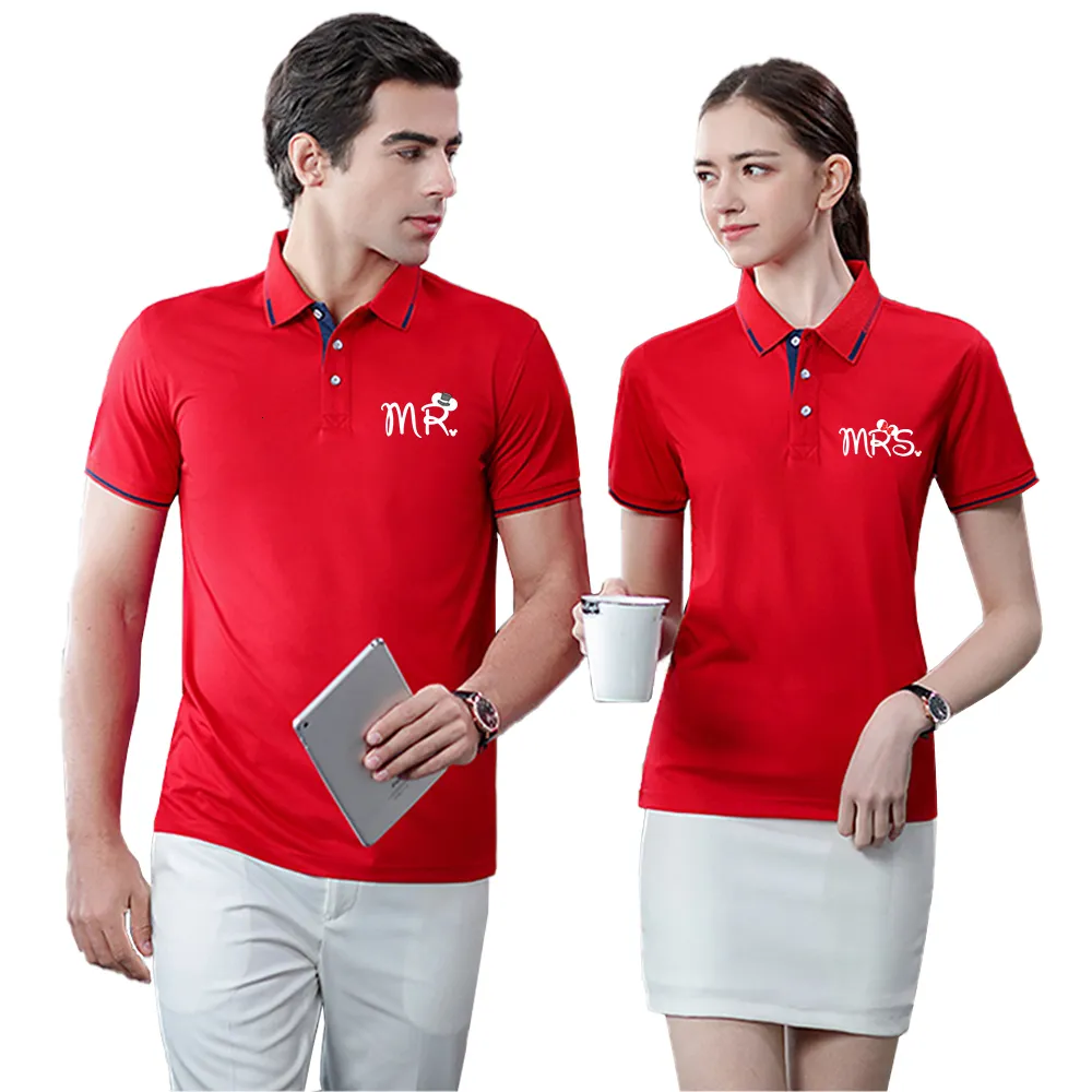 Heren Polo Zomer Paar Vrouwen Polo T-shirts Mr Mrs Print Tees Korte Mouw voor Casual Kraag Streetwear Top Kleding 230630