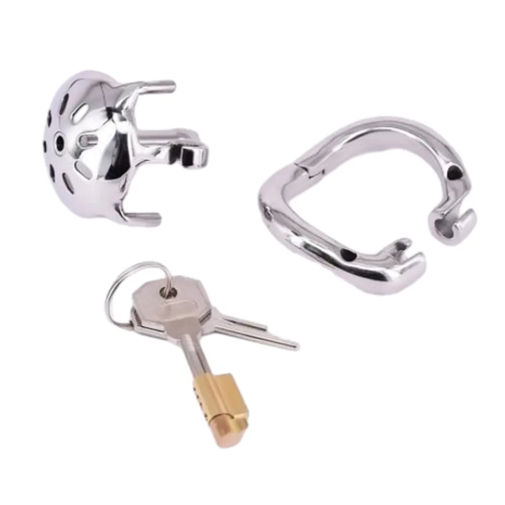 Super Small Stainless Steel Male Chastity Devices Cock Cage With Catheter Penis Lock Cock Ring Sex Toys For Men Chastity Belt