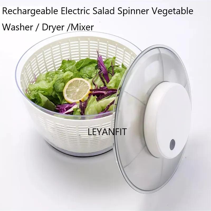 Other Kitchen Dining Bar Automatic Electric Salad Spinner Food Strainers Salad Making Tool Multifunctional Vegetable Washer Salad Vegetable Dryer Mixer 230630