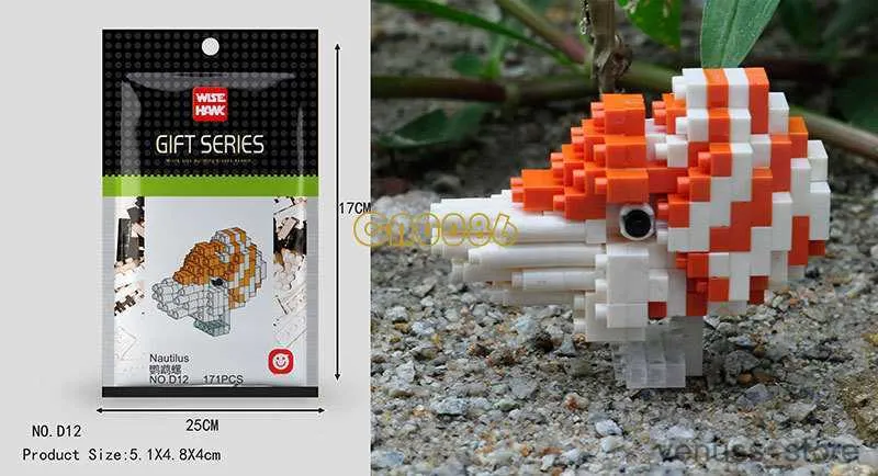 Block Wisehawk Mini Building Blocks Diamond Animal Model Bag Dog Cat Fish Series Toys for Children Gifts R230701