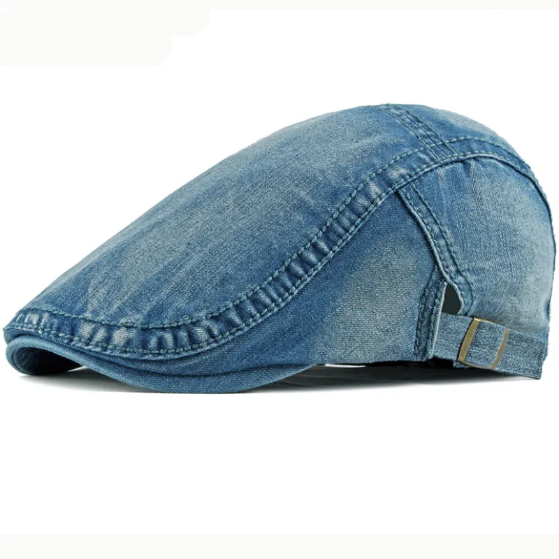 HT2411 printemps été hommes femmes casquette chapeau de soleil Denim gavroche lierre casquette plate réglable hommes femmes bérets artiste peintre béret casquette hommes