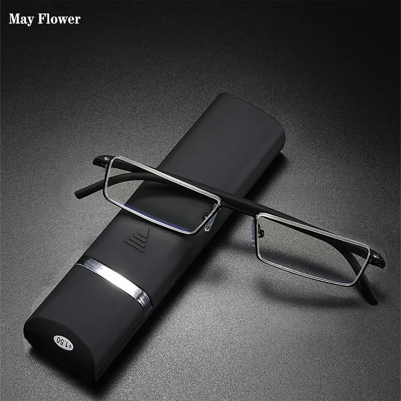 Sunglasses May Flower TR90 Presbyopic Glasses Man Blue Light Reading Glasses Men Metal Square Glasses For Sight Plus Lenses 1.752.252.75 230630