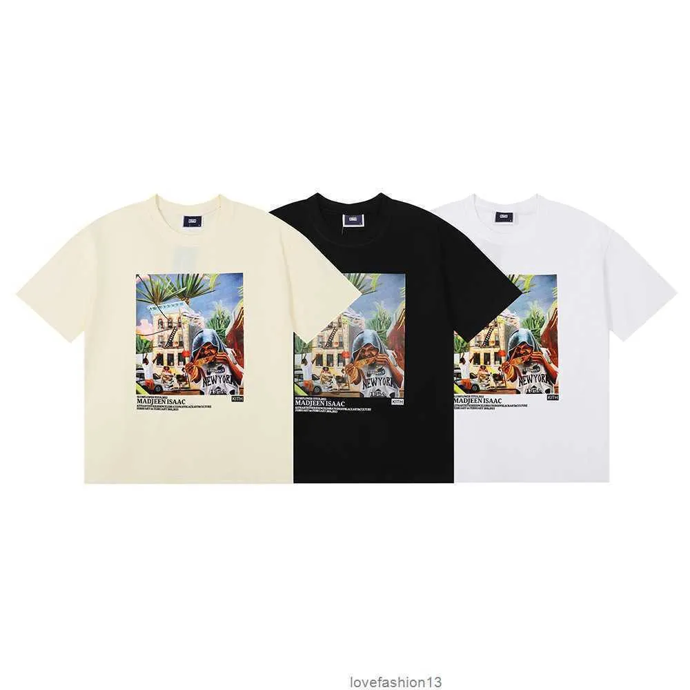 Olieverfschilderij afdrukken in de galerie Mode hiphop losse katoenen koppelkostuum Kiths T-shirt met korte mouwen
