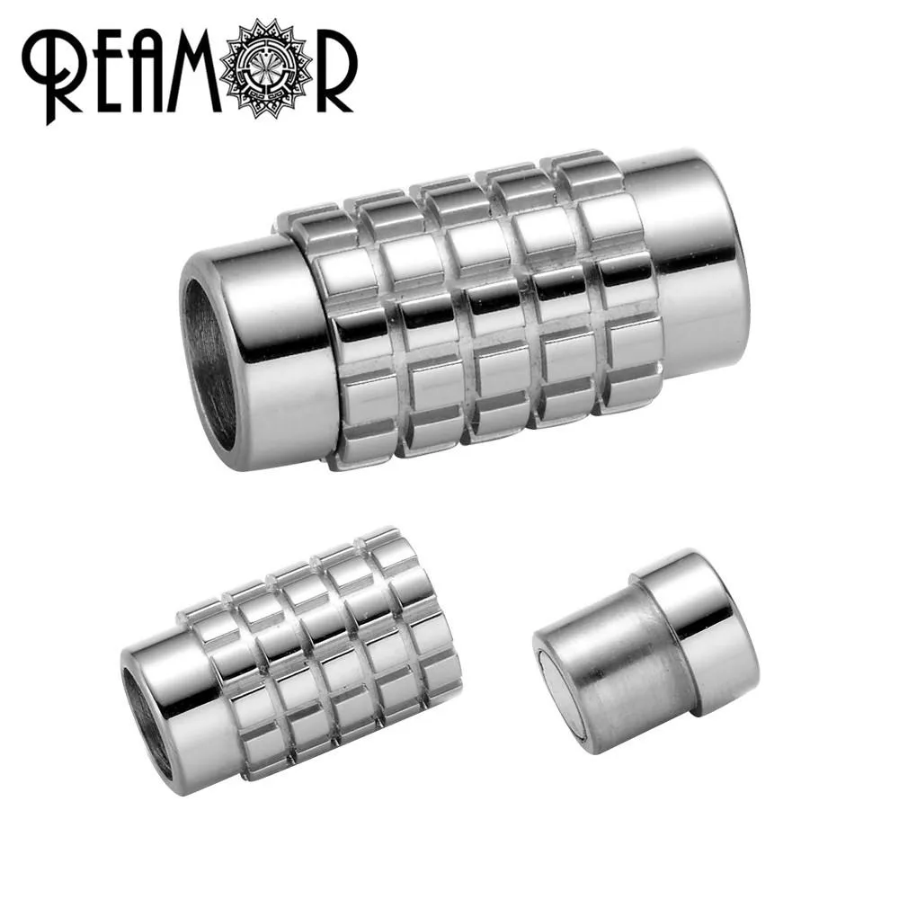 Armbanden Reamor 316l roestvrijstalen cilinder magnetische sluiting Fit 6mm lederen armband ketting Diy metalen sluiting Sieraden maken accessoires