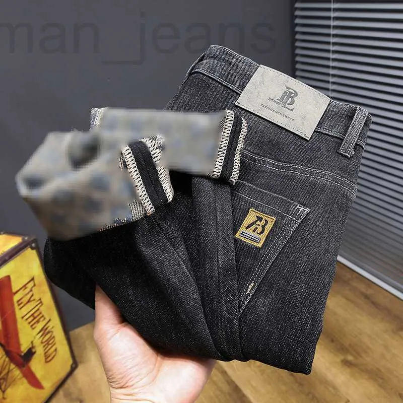 Men's Jeans designer Tiktok live broadcast embroidered jeans for men thick fashion brand new loose elastic feet high-end men's long pants U5S1