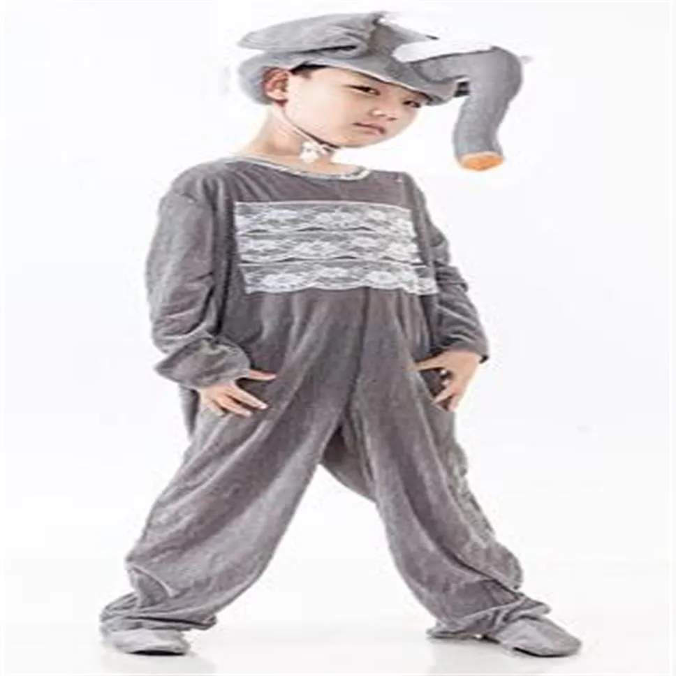 Nuovo stile i bambini del 2018 Cosplay Elefanti grigi Leone marrone Adatto a ragazzi e ragazze Costume di scena Abito da ballo stile lungo227M