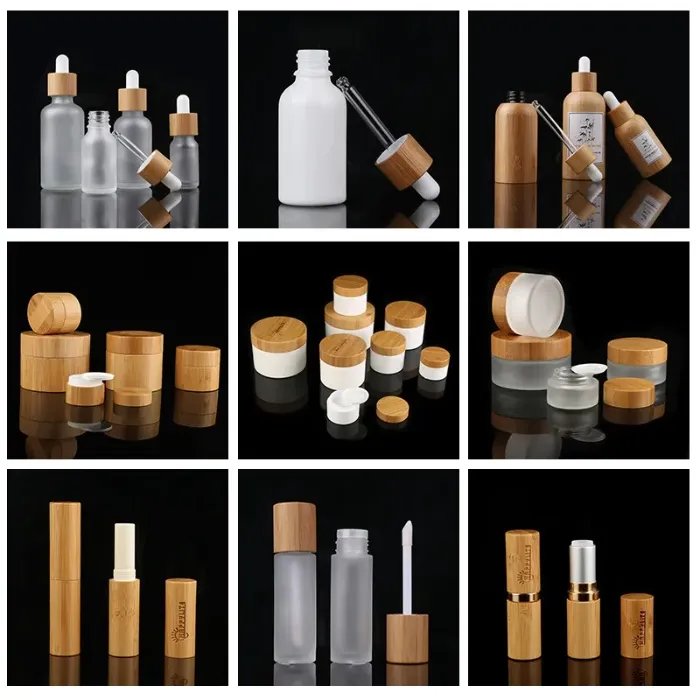 Bamboo Cap Frosted Glass Dropper Bottle Liquid Reagent Pipette Bottles Eye Dropper Aromatherapy Essential Oils Perfumes Bottles