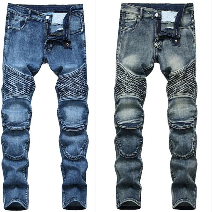 Pantaloni taglie forti da uomo Jeans Uomo Denim Designer MOTO BIKE Moto dritta per autunno primavera Punk Rock Streetwear Riding Kn305D