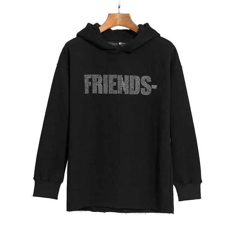 Designer Large Big V Originalhigh quality luxury Chao brand large diamond friends letter Hoodie men's and women's casual