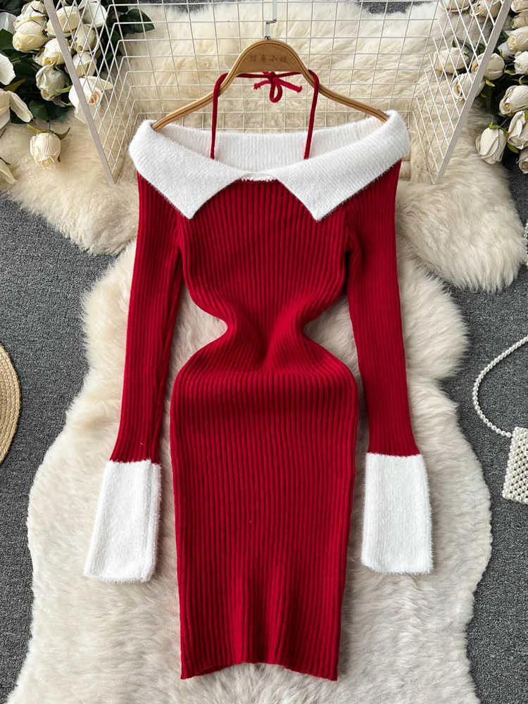Abiti casual Borsa a tracolla elegante Fianchi Mini abito Ciondolo moda donna Gilet rosso natalizio P230606