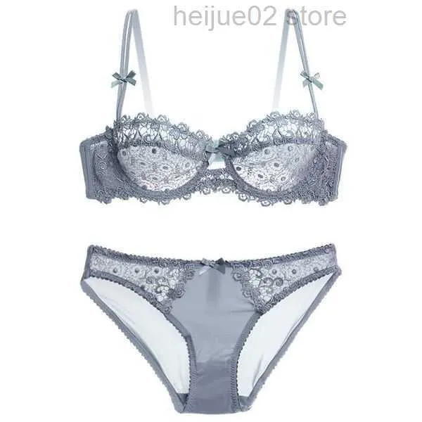 Ultra Thin Lace Transparent Bra And Panty Set Back Plus Size, Half Cup, White  Lingerie Set Back 210310 Z230701 From Heijue02, $5.6