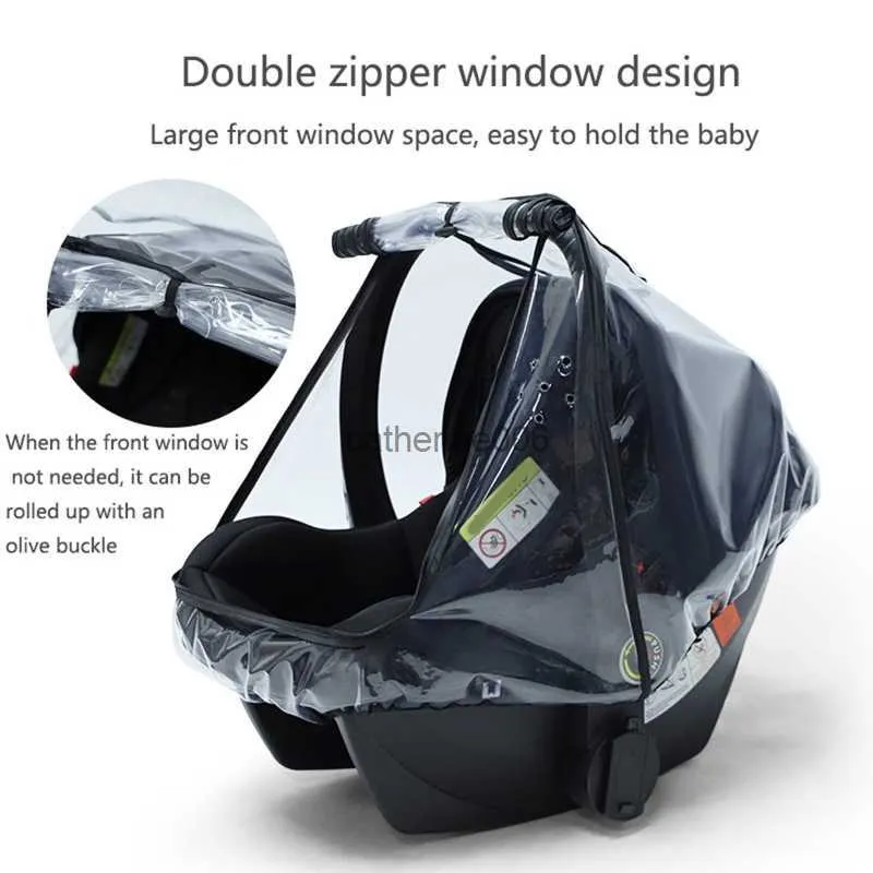 Cubierta de lluvia para asiento de coche de bebé, protector meteorológico para cochecito de EVA de grado alimenticio, impermeable, a prueba de viento, transpirable, impermeable transparente L230625