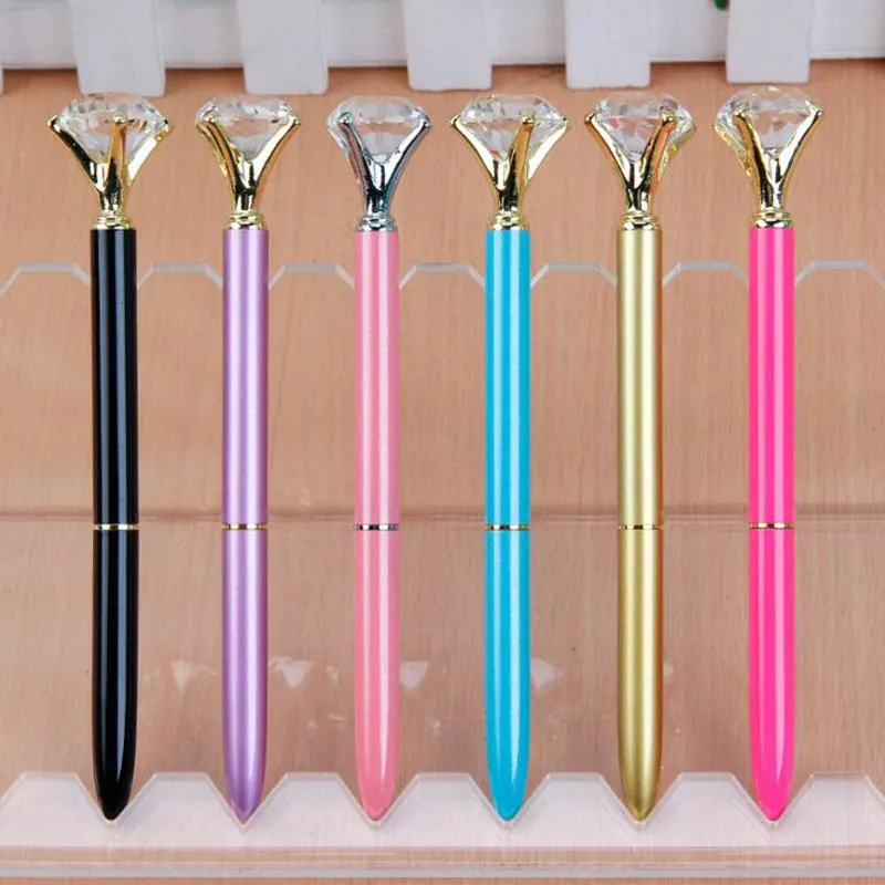 Pens 25/lot Customized with Own Diamond Ballpoint Pen Rose Gold Metal Pens