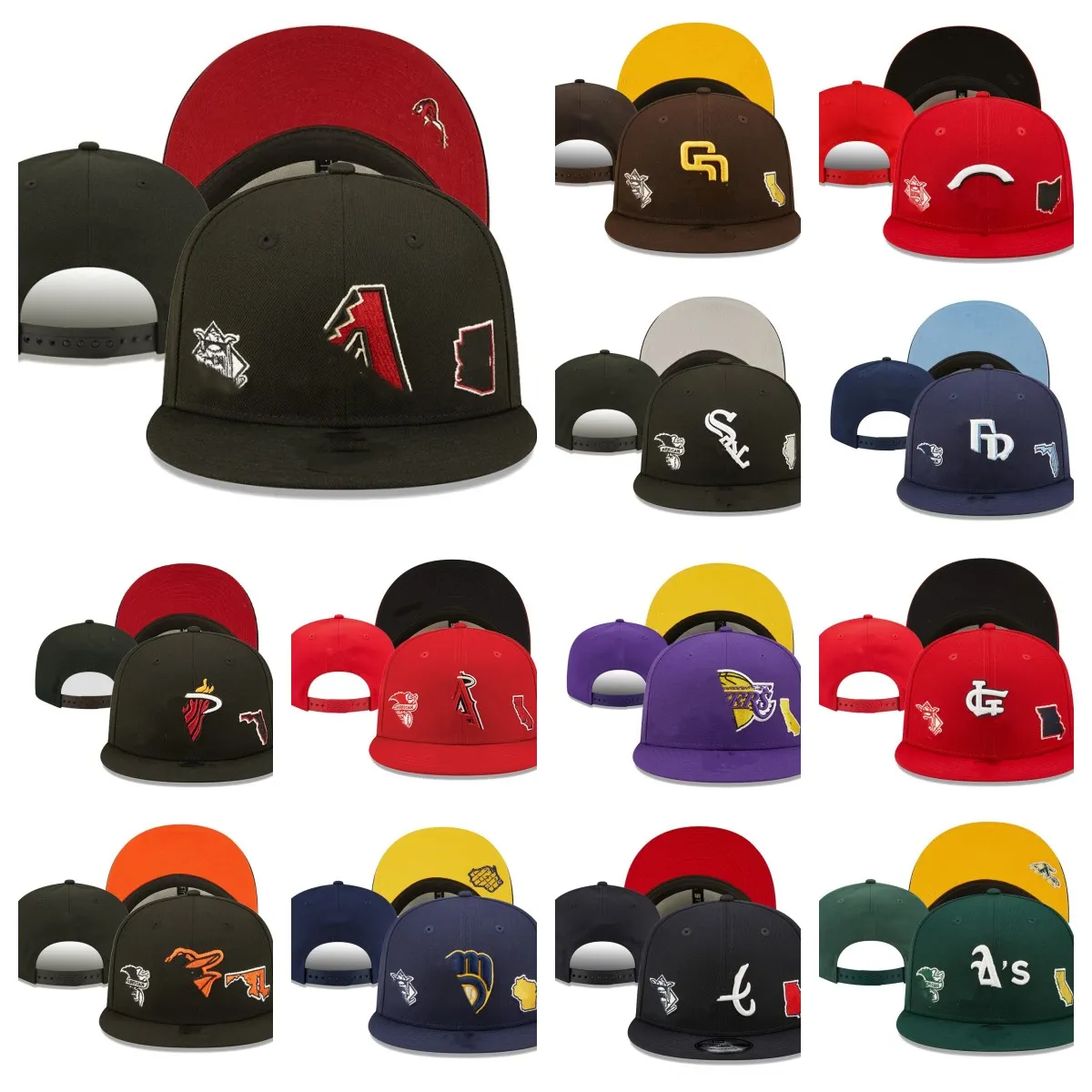 2023 All tem Logo Designer baseball Snapbacks Chapeaux réglables Chapeau plat ajusté Chapeau de football de basket-ball de broderie Chapeau en maille fermé plein extérieur Ordre de mélange de casquettes de sport