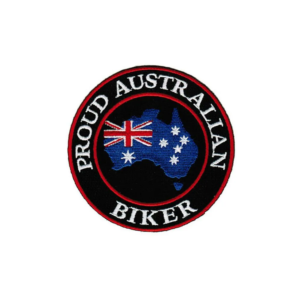 PROUD AUSTRALIAN BIKER Embroidered Patch Iron On Sew On For Biker Clothes Jacket 274O