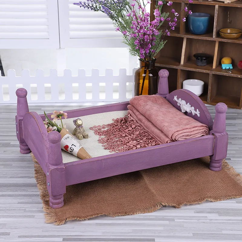 Keepsakes Bed Furniture born Pography Props 455x32x18cm Baby Accessories Vintage Wooden Removable for Toddlers 230701