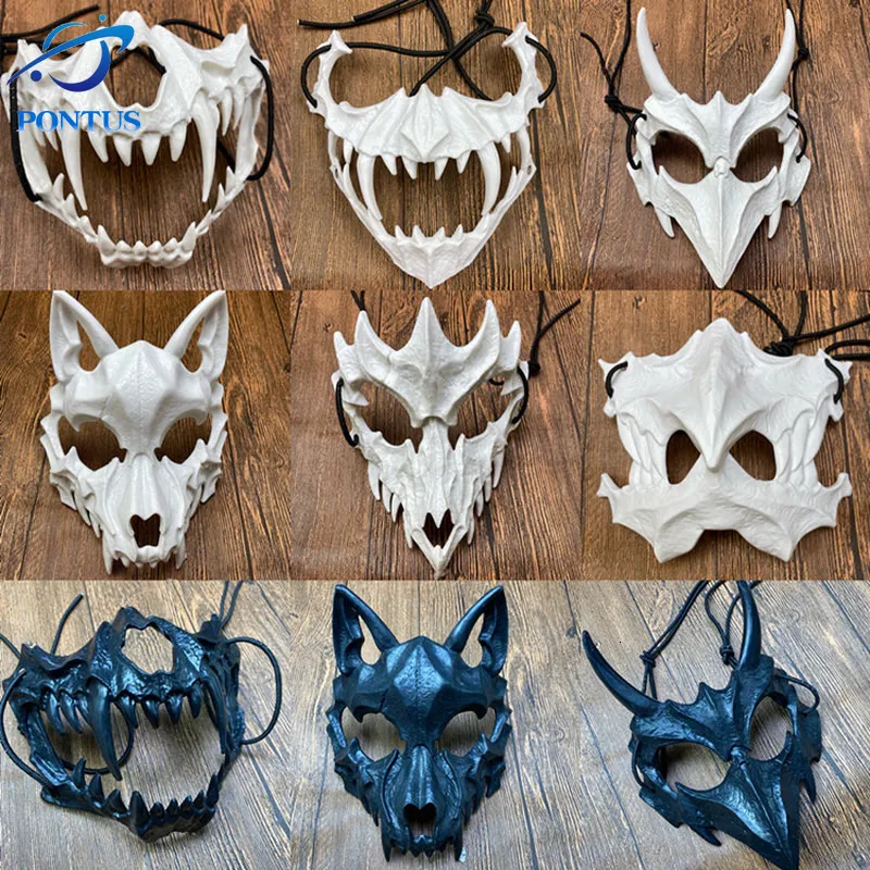 Party Maskers Halloween Demon Masker Carnaval Weerwolf Schedel Horror Props Cosplay Kostuum Anime Gezicht Hoofddeksels 230630