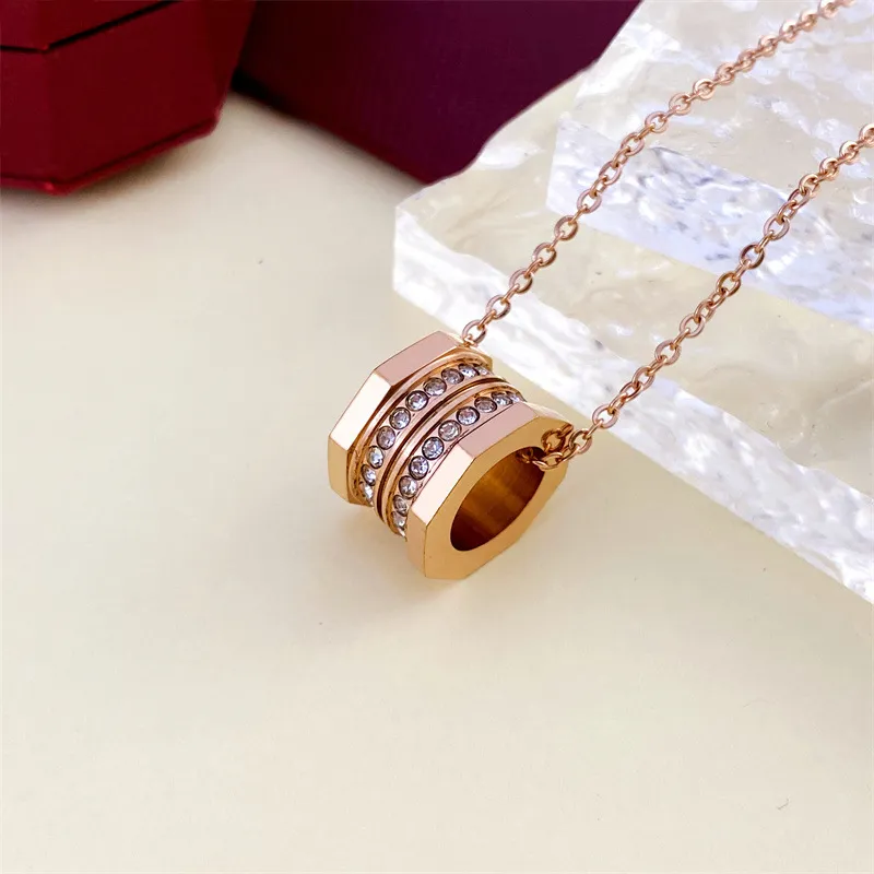 tennis chain women necklace stainless steel jewelry diamond mens gold chain pendant necklaces Double Ring luxury designer dainty gold necklace for women initial