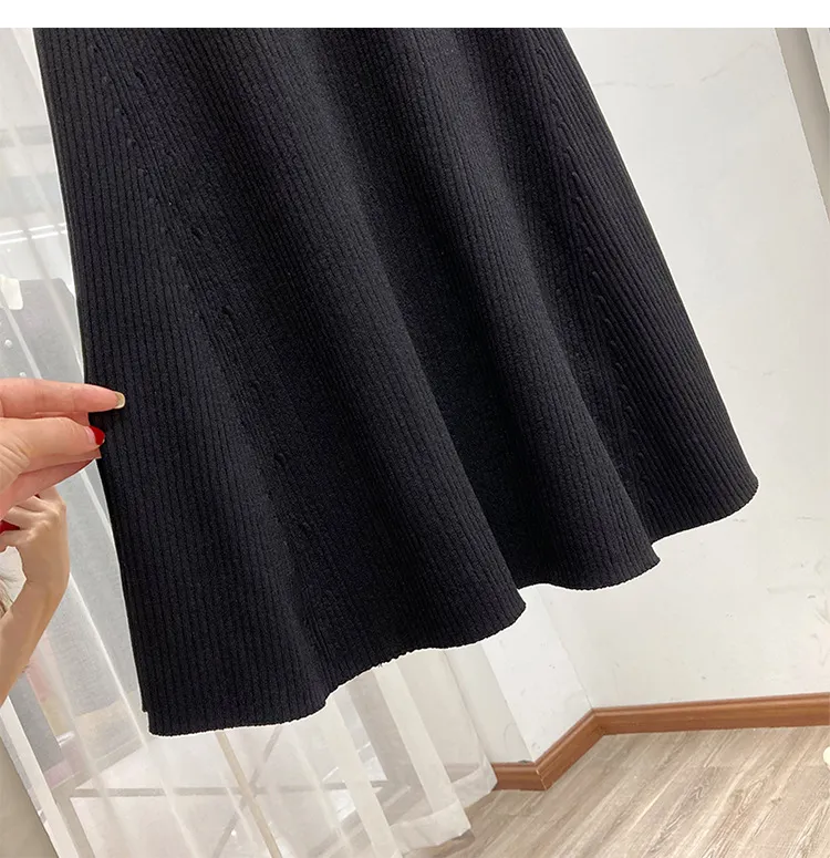 New Black knitted sleeveless jumper Little Black Dress with Long Sleeves - Basic & Casual Style for Children's Fashion