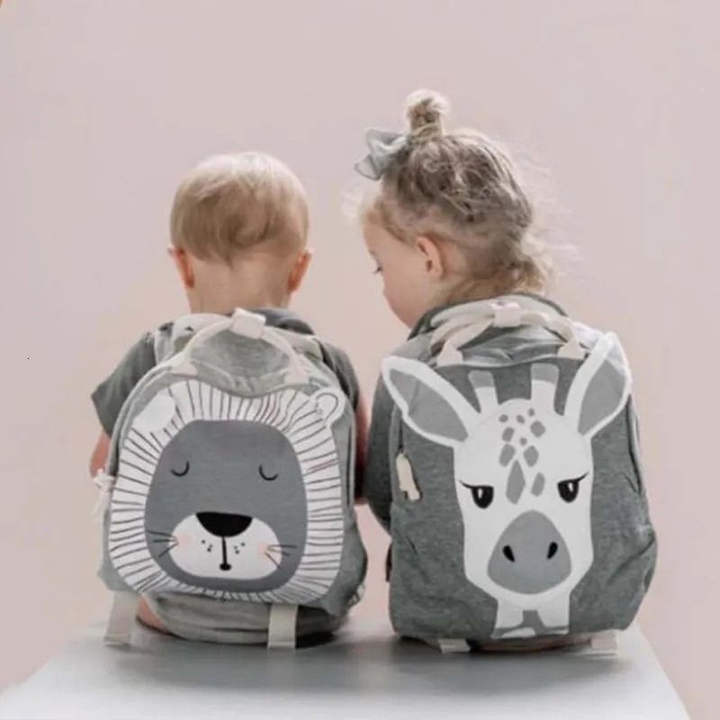 Backpacks 3-8 Years Old Kids School Bag Boys Girls Backpack Nordic Style Cartoon Animal Children Snack Toy Storage Bag Baby Backpack 230701