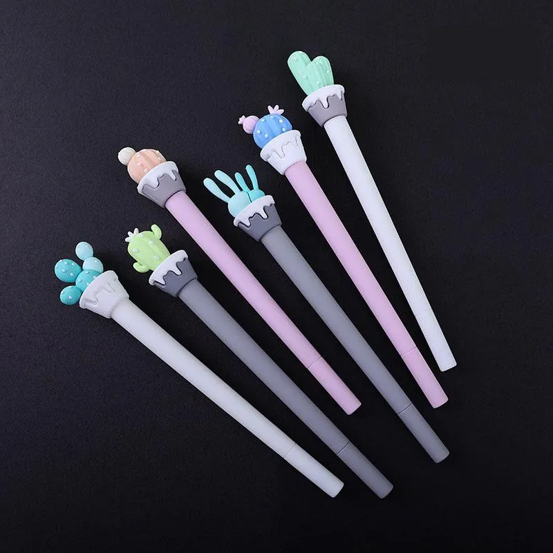 Pennen 36 pc's/lot kawaii cactus vetplanten gelpen schattig 0,5 mm zwarte inkt handtekening pennen kantoor schoolbenodigdheden briefpapier cadeau