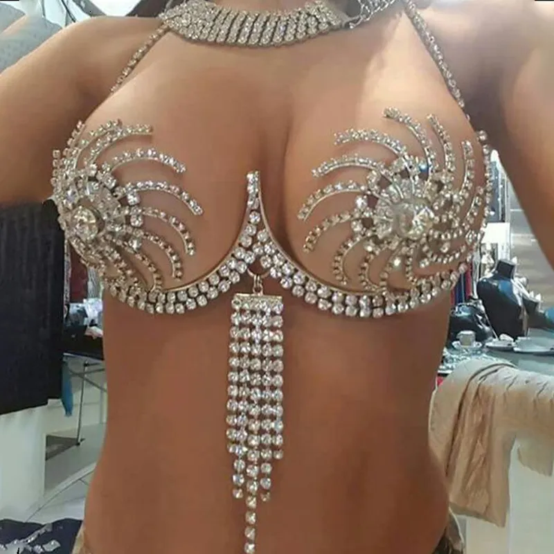 Stonefans Tassel Bra With Chest Chain Festival Clothing, Sexy Crystal Lady  Hut Apparels, Swirl Shape Micro Bikini Lingerie From Shen012001, $10.87