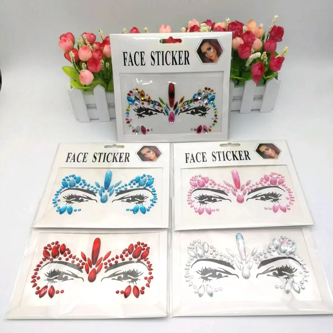 Facial Jewelry Stickers, Sparkling Rhinestones, Light Dramatic