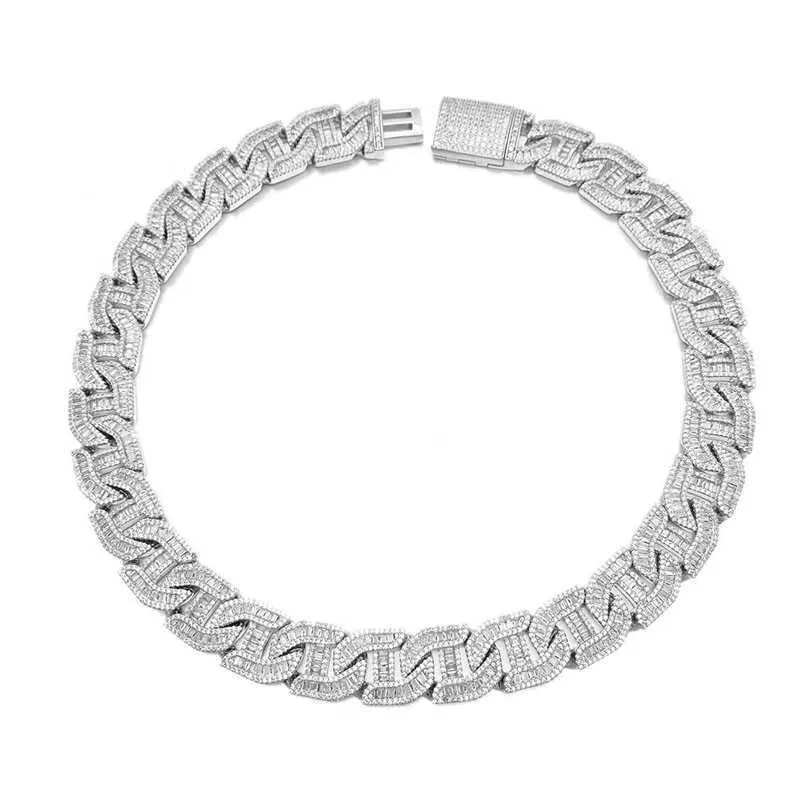 17mm t fyrkantig zirkon kubansk halsband miami kubansk halsband koppar mikroinlagd 5A zirkonhalsband