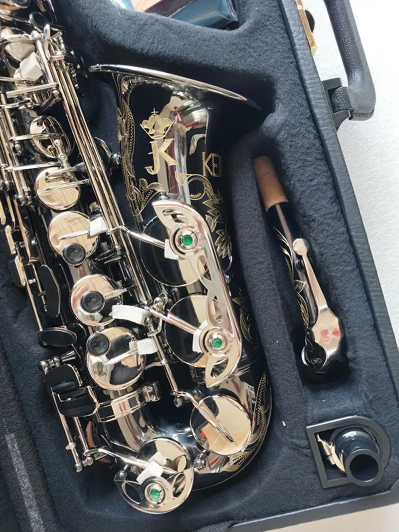 Tyskland JK SX90R Keilwerth Saxophone Alto Black Nickel Silver Alloy Alto Sax Mässing Musikinstrument med Case Mouthpiece Copy 95% Gratis frakt