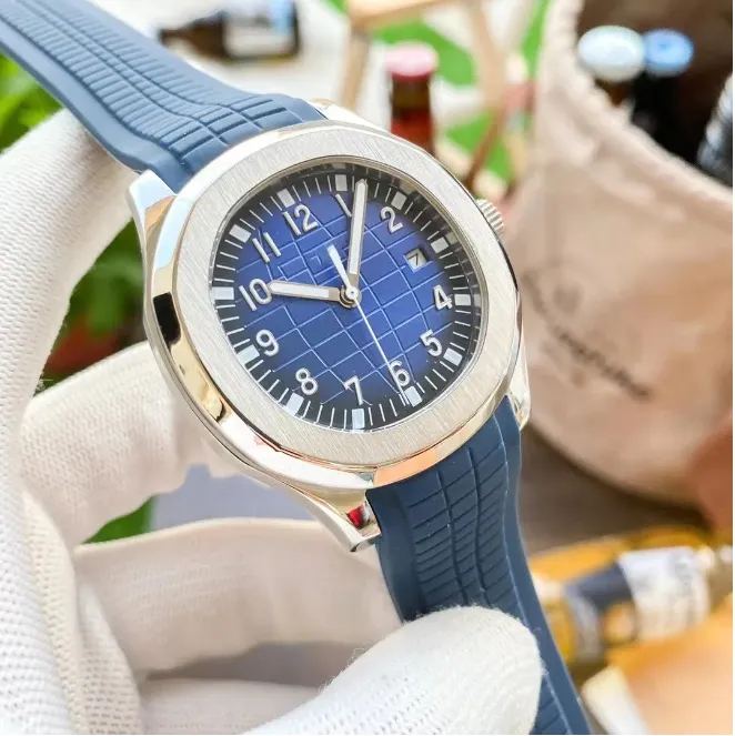 يراقب مصمم الرجال High Aquanaut الميكانيكي 2813 حركة الوجه Diver PP Nautilus wristwatches حزام المطاط الحيوي Bio Ceramic Gold Blue Fusion
