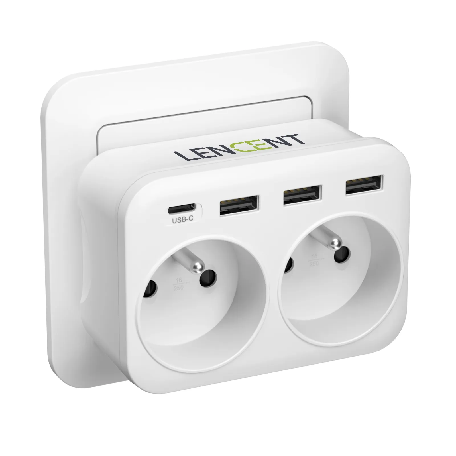 Multiprise USB, Multiprise Murale Cube 4 Sorties avec 3 Mains USB, 7 en 1  Alimentation Secteur USB avec Interrupteur, Chargeur De Power Strip Mur USB