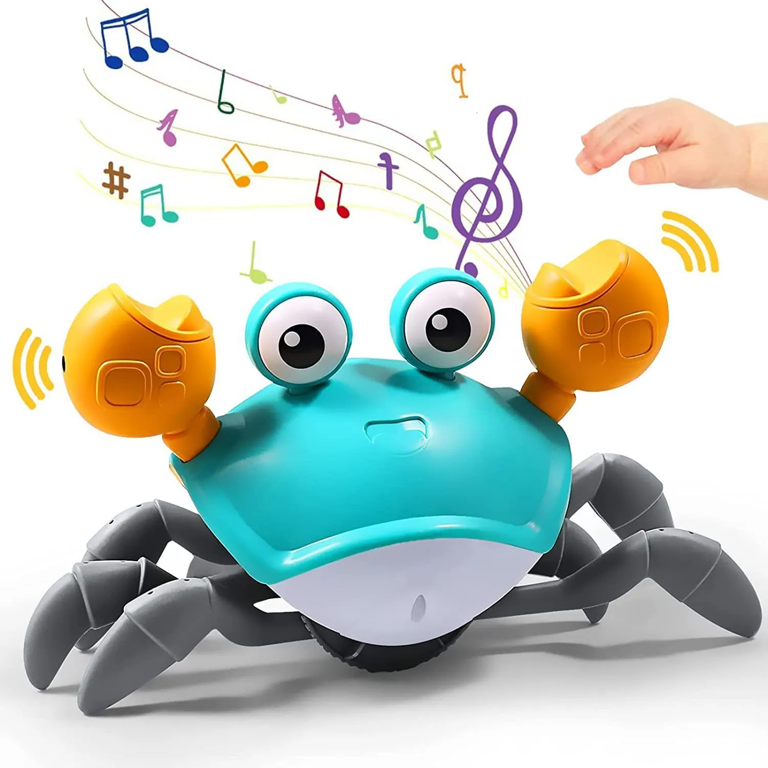 Small Animal Supplies Baby Crawling Crab Toy Electric With Light Up And Music Automatically Avoid Obstacles For Kids 230701