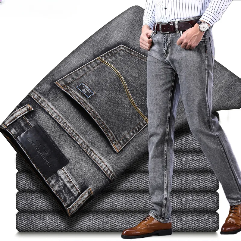 2023 Mens Stretch Denim Jeans Regular Fit Business Casual