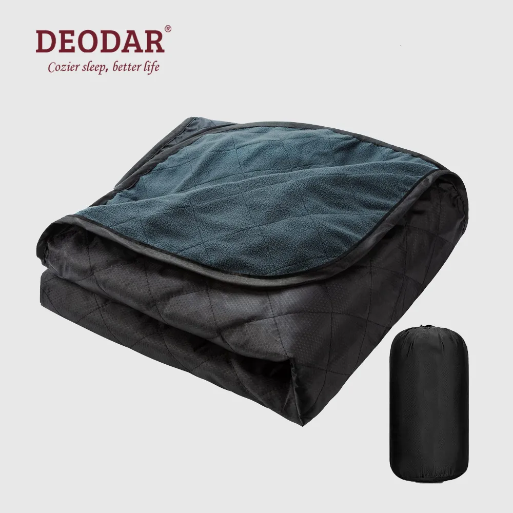 Blankets Deodar Camping Blanket Warm Lightweight Waterproof Quilted Thickened Fleece Throw for Picnics Outdoor Hiking Beach 230701