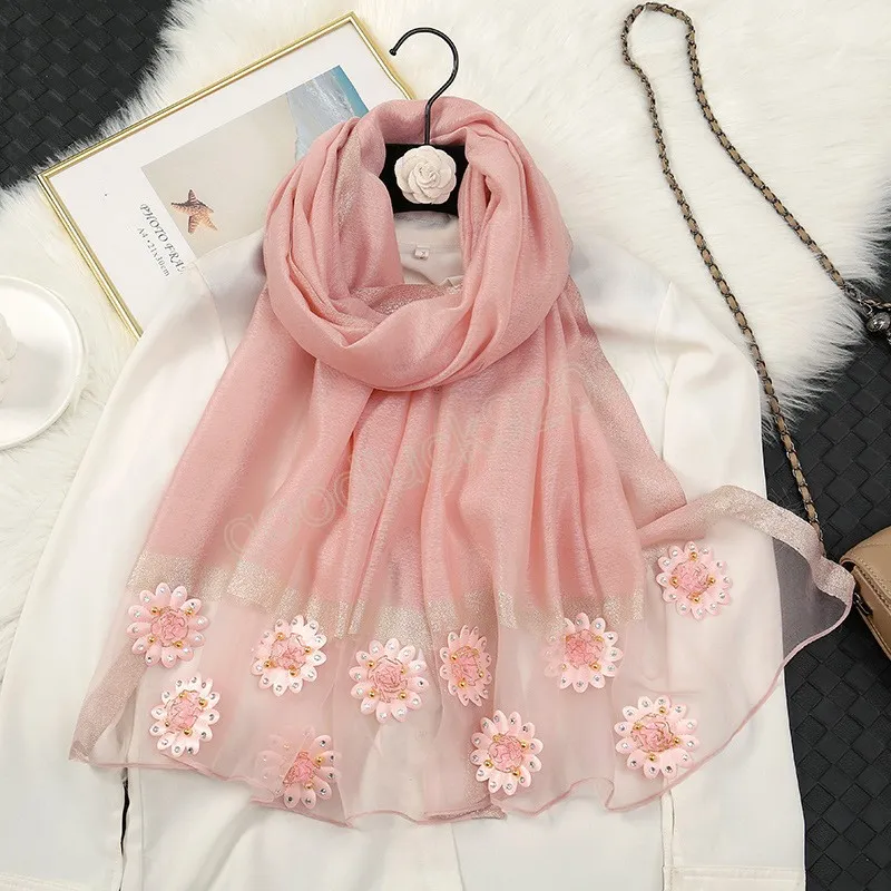 Испания роскошная модная вышивка цветочного шифона Организатовая шарф Шал