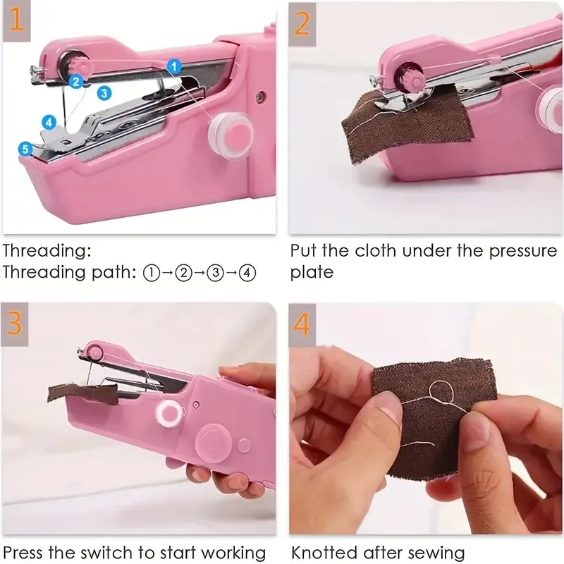 Mini Portable Handheld Cordless Sewing Machine Hand Held Stitch Home  Clothes