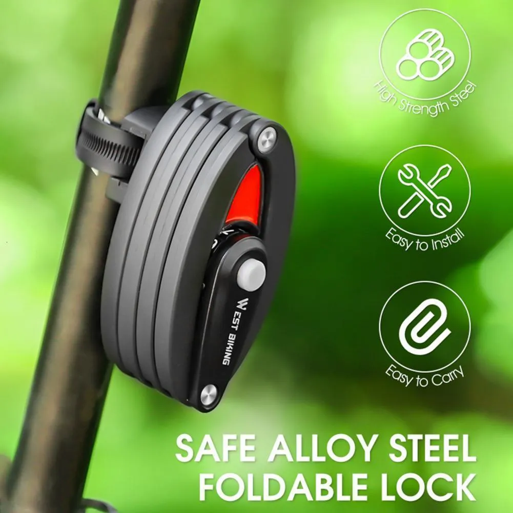 Serrature per bici WEST BIKING Blocco password pieghevole Antiruggine Antifurto MTB Bicicletta da strada Accessori universali elettrici 230701