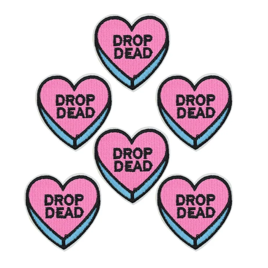 10 pcs funny heart patches badge for clothing iron embroidered patch applique iron on patches sewing accessories for DIY clothes302n