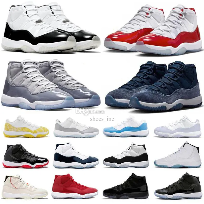 11 Cherry 11s Basketball Shoes Men Women Cement Grey Yellow Snakeskin