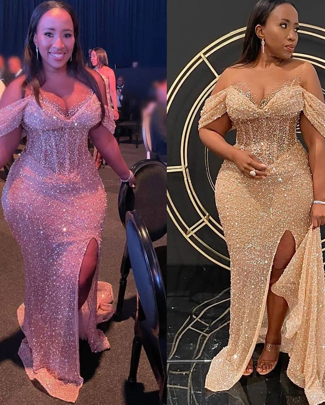 strapless open back dress Sparkle Princess Lavender Bustier Puff Sleeve Lace Long Prom Gown – Modsele